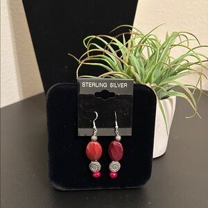 Sterling Silver Red Earrings